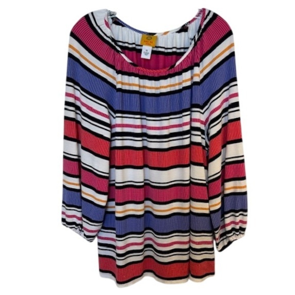 Ruby Rd. Women's Colorful Striped Tunic Long Sleeve Blouse Plus‎ Size 1X